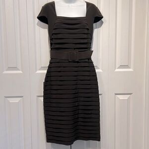 Adrianna Papell Brown Cap Sleeve‎ Belted Dress Size 6